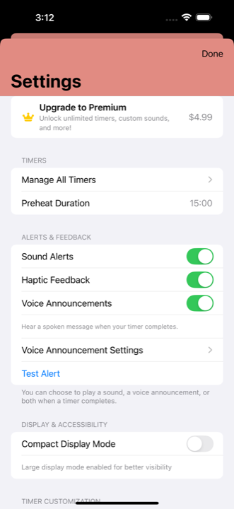 GrillTime Pro settings